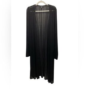 Eileen Fisher Black linear sleek tencel  Cardigan size M